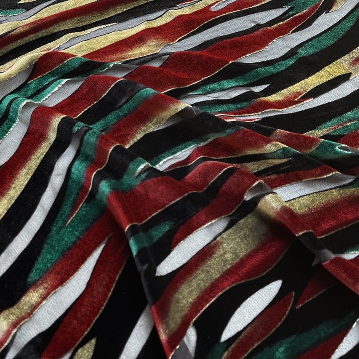 CAITIAOWEN - Burnout Silk Velvet Fabric - 114cm wide by the Yard