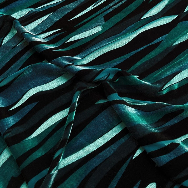 CAITIAOWEN - Burnout Silk Velvet Fabric - 114cm wide by the Yard