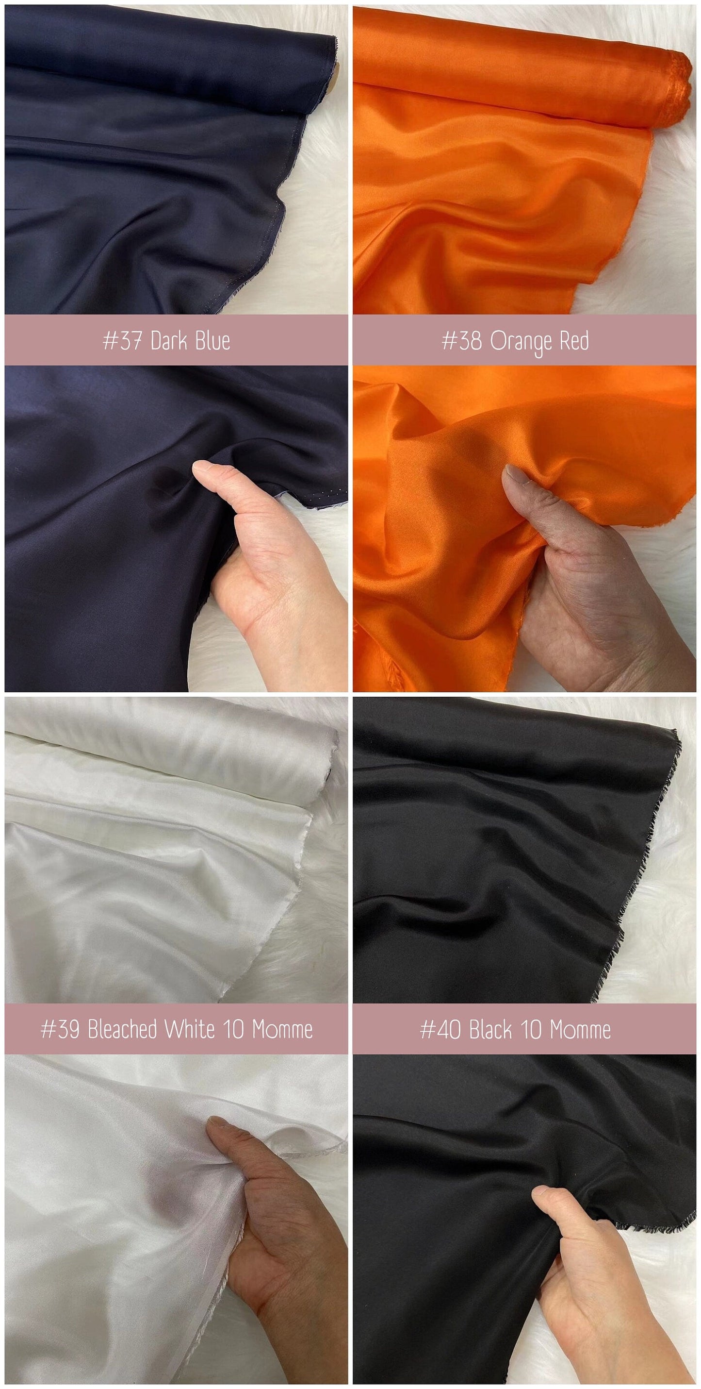 40 Solid Colors - 8 Momme Habotai Silk Fabric for Prom Dresses - 114cm wide by the Yard