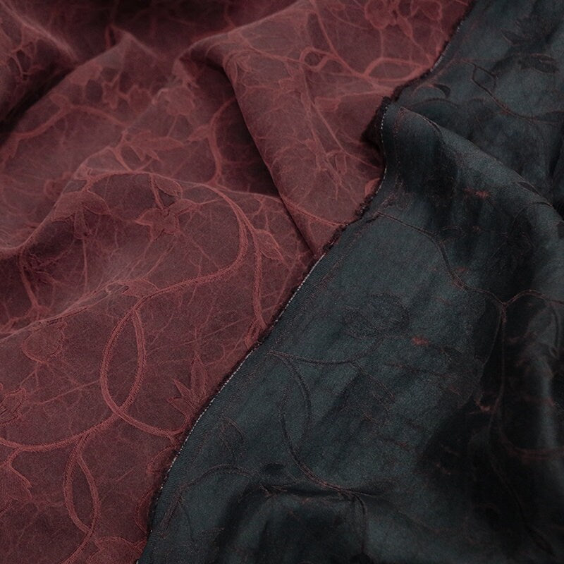 GUIWENTIHUA - 22 Momme Handmade Jacquard Mud Silk Satin Fabric - 110cm by the Yard