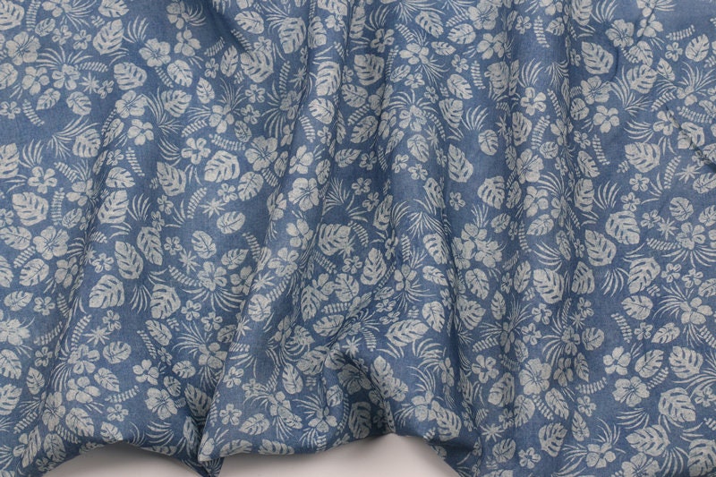 QINGHUACI - Flowers Print Ramie Fabric - 140cm wide by the Yard