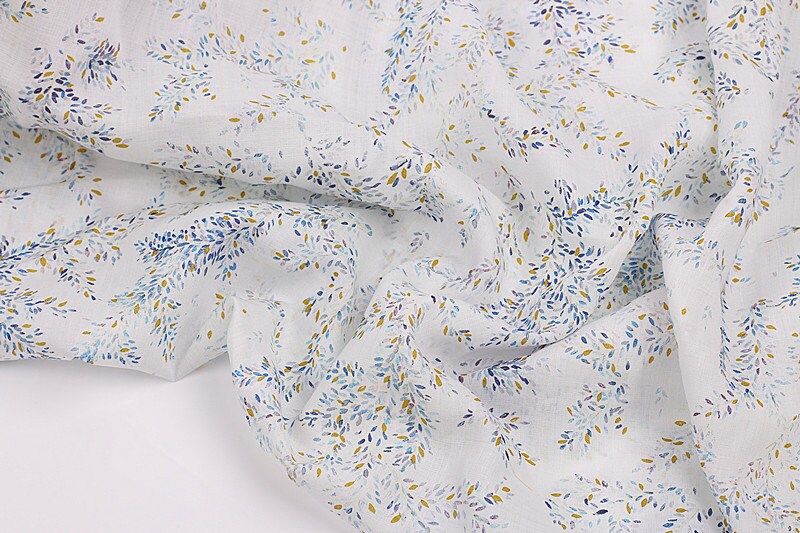 TIANYUAN - Flowers Print Ramie Fabric - 140cm wide by the Yard