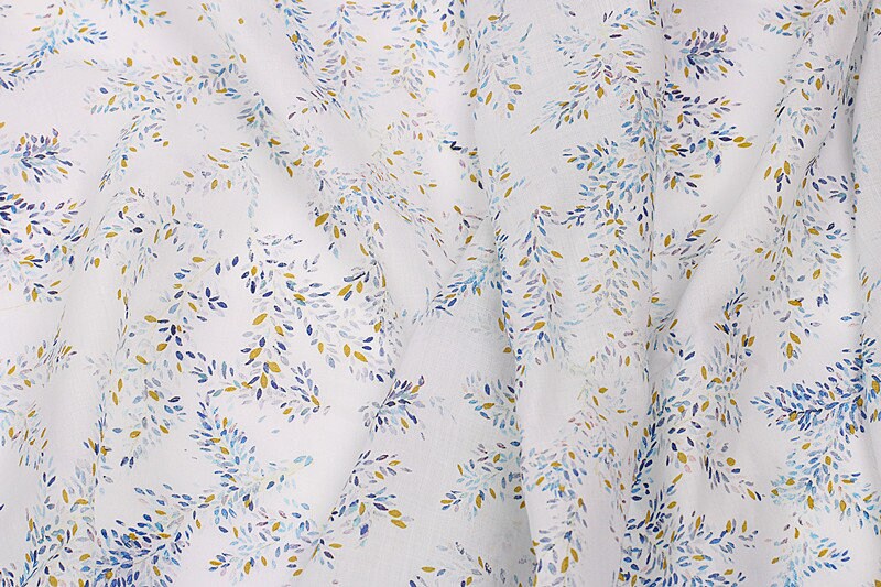 TIANYUAN - Flowers Print Ramie Fabric - 140cm wide by the Yard