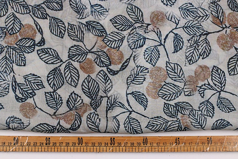 SHUIMOYE - Flowers Print Ramie Fabric - 140cm wide by the Yard