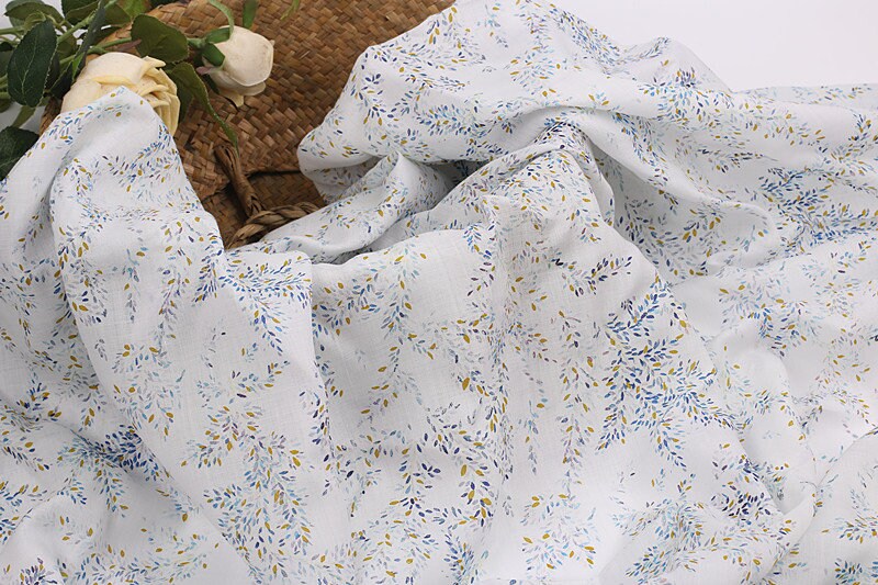 TIANYUAN - Flowers Print Ramie Fabric - 140cm wide by the Yard
