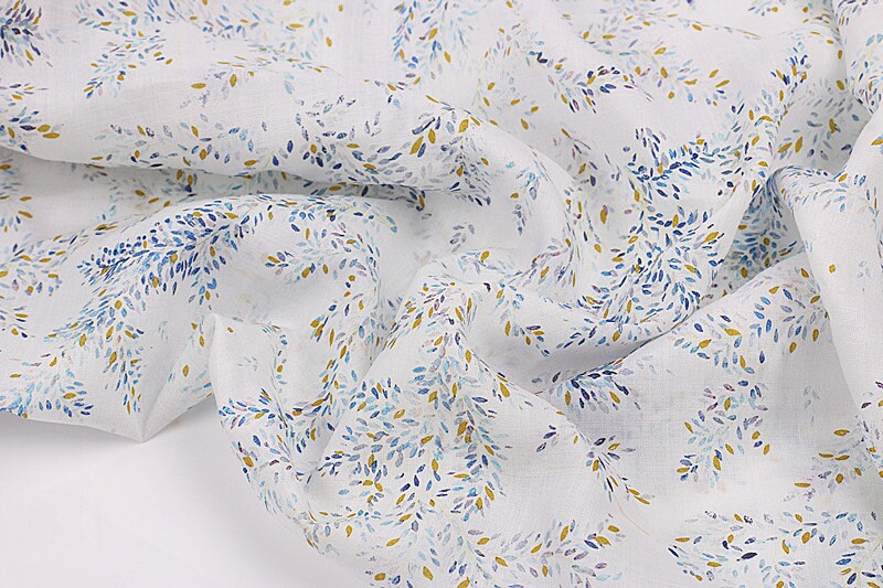 TIANYUAN - Flowers Print Ramie Fabric - 140cm wide by the Yard
