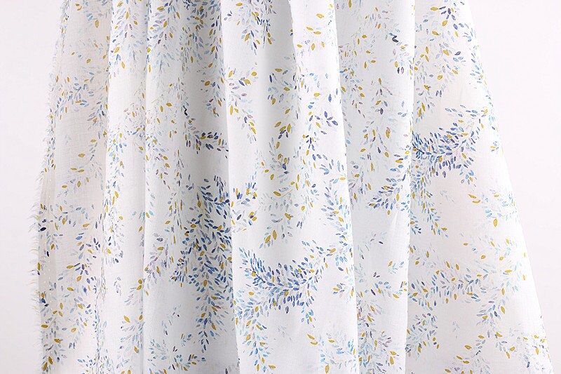 TIANYUAN - Flowers Print Ramie Fabric - 140cm wide by the Yard