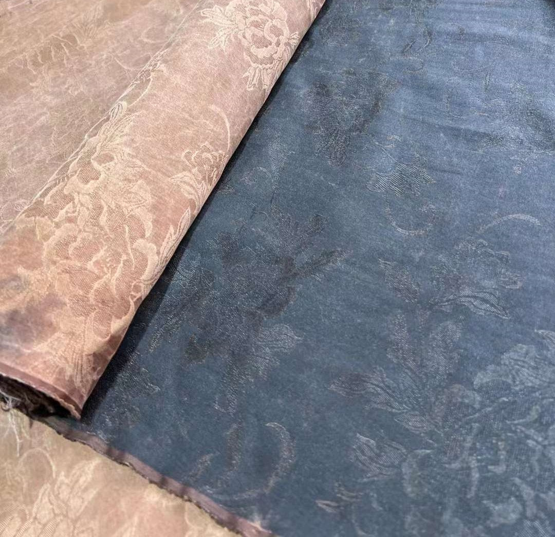 YUNMUDAN - 40 Momme Handmade Mud Silk Plant Dye Jacquard Silk Fabric - 110cm wide by the Yard