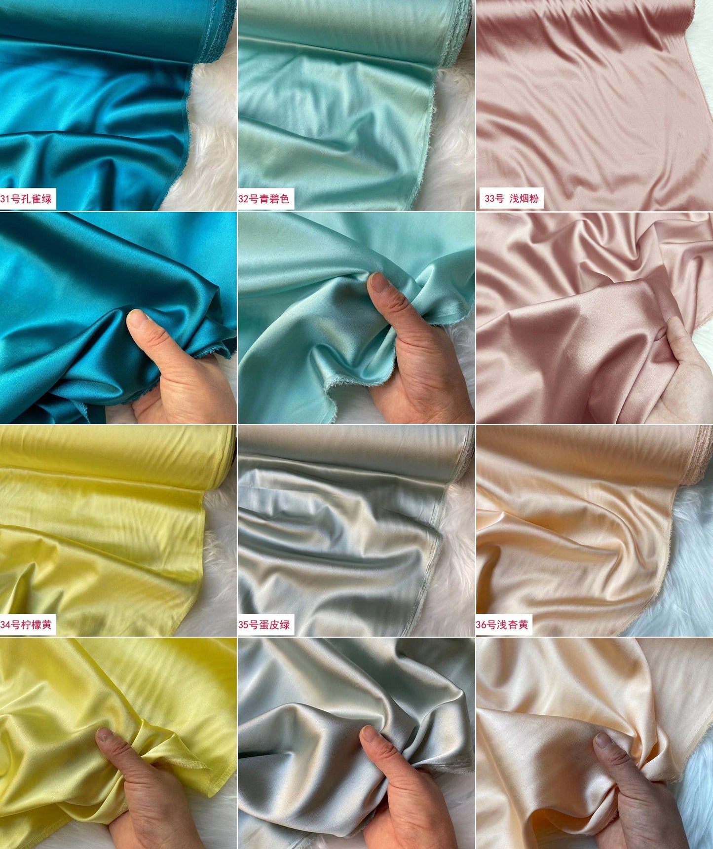 50 Colors Solid - 19 momme Stretch Silk Satin Fabric - 140cm wide by the Yard