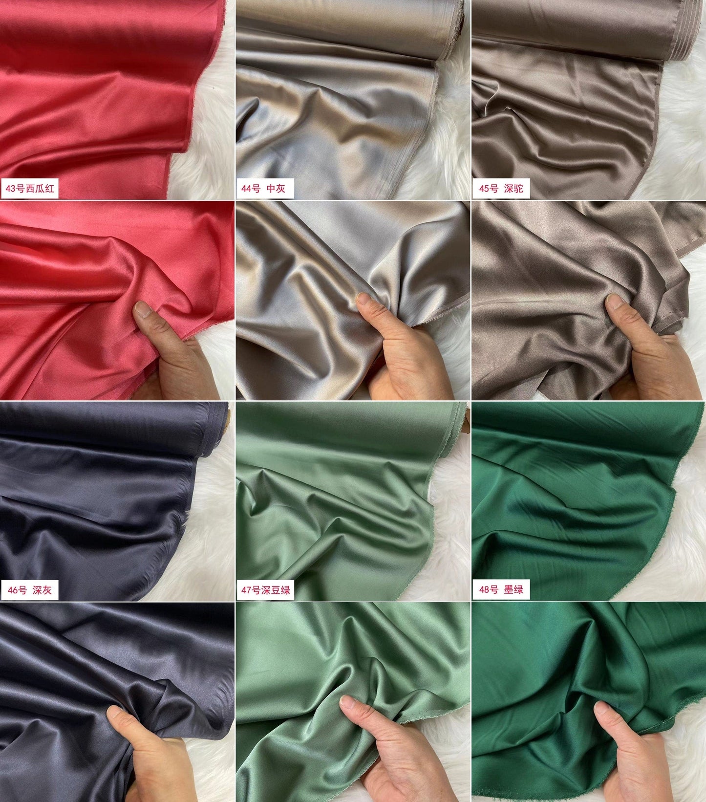 50 Colors Solid - 19 momme Stretch Silk Satin Fabric - 140cm wide by the Yard