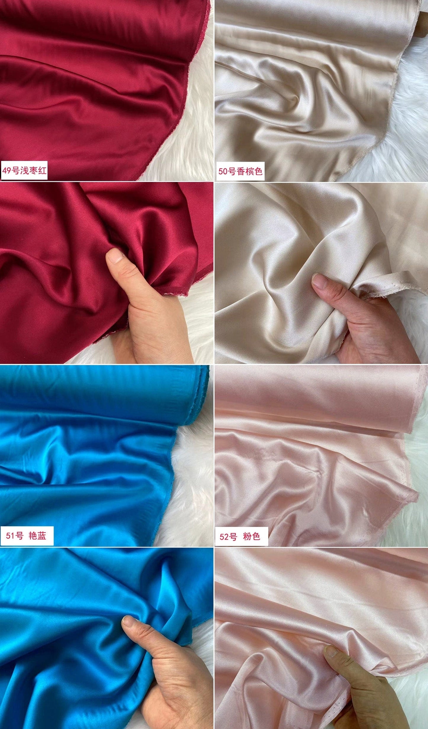 50 Colors Solid - 19 momme Stretch Silk Satin Fabric - 140cm wide by the Yard