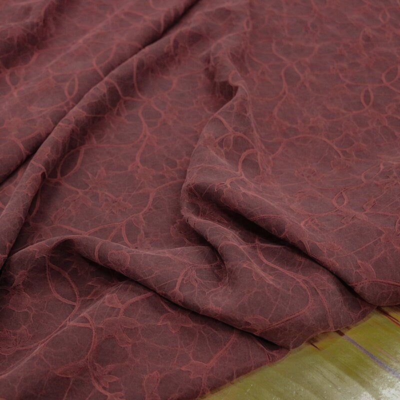 GUIWENTIHUA - 22 Momme Handmade Jacquard Mud Silk Satin Fabric - 110cm by the Yard