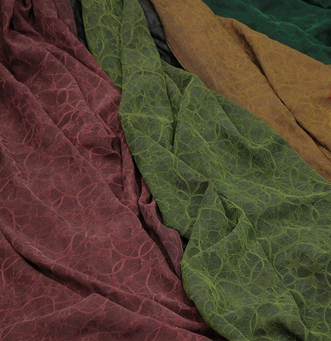 GUIWENTIHUA - 22 Momme Handmade Jacquard Mud Silk Satin Fabric - 110cm by the Yard