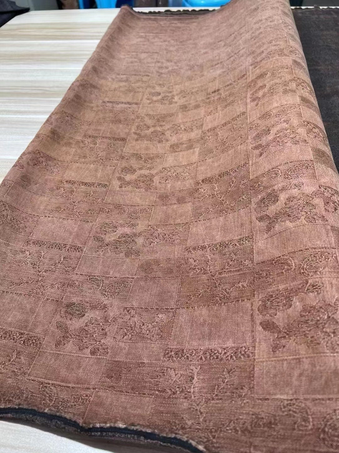 ZGMEIHI - 70 Momme Jacquard Mud Silk Gambiered Ganton Tussah Silk Fabric - 110cm wide by the Yard