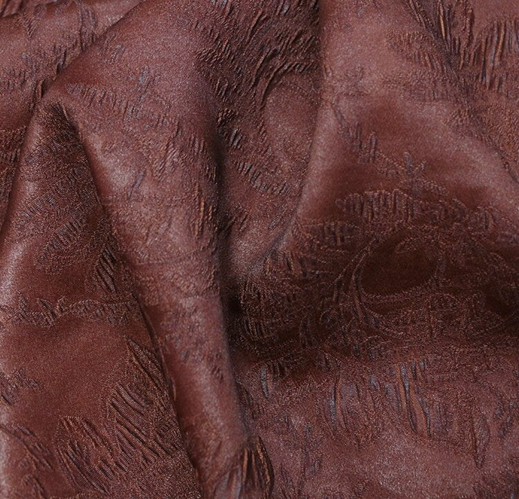 GLEJUN - 28 Momme Jacquard Handmade Plant Dye HongYunsha Silk Fabric - 110cm wide by the Yard