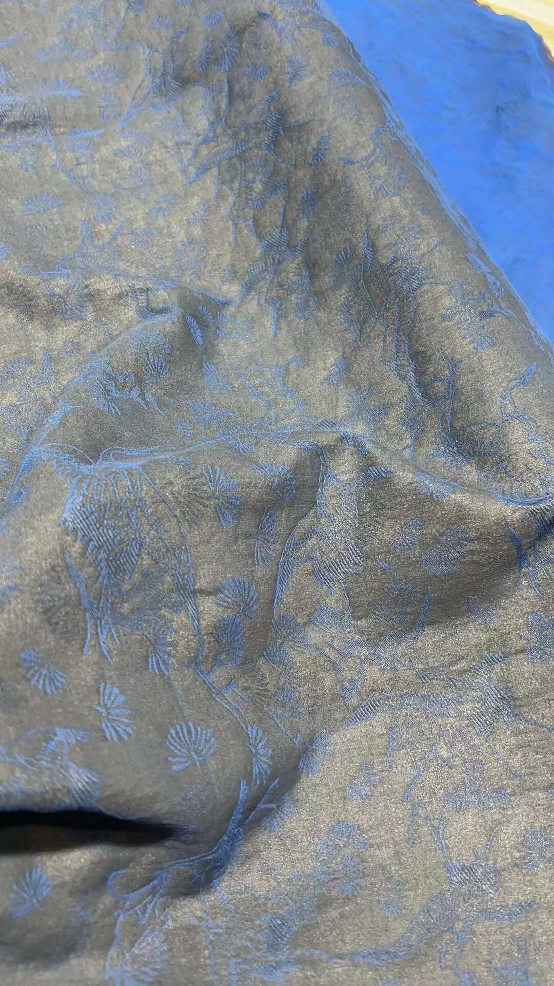 XHYANNI - 40 Momme Jacquard Mud Silk Pure Silk Fabric - 110cm wide by the Yard