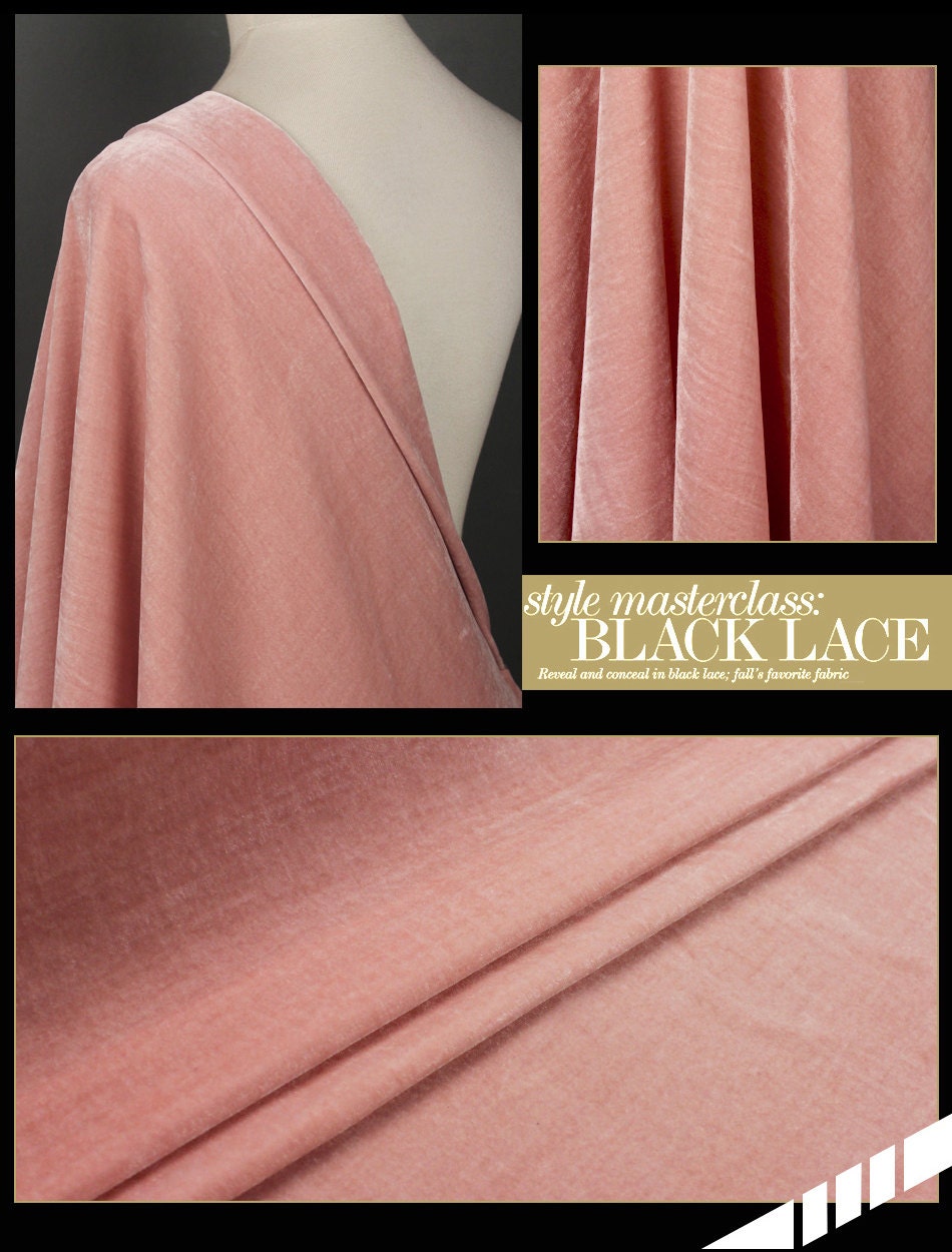 Vintage PINK - Fine Stylish Silk Velvet Fabric 114cm wide by the Yard