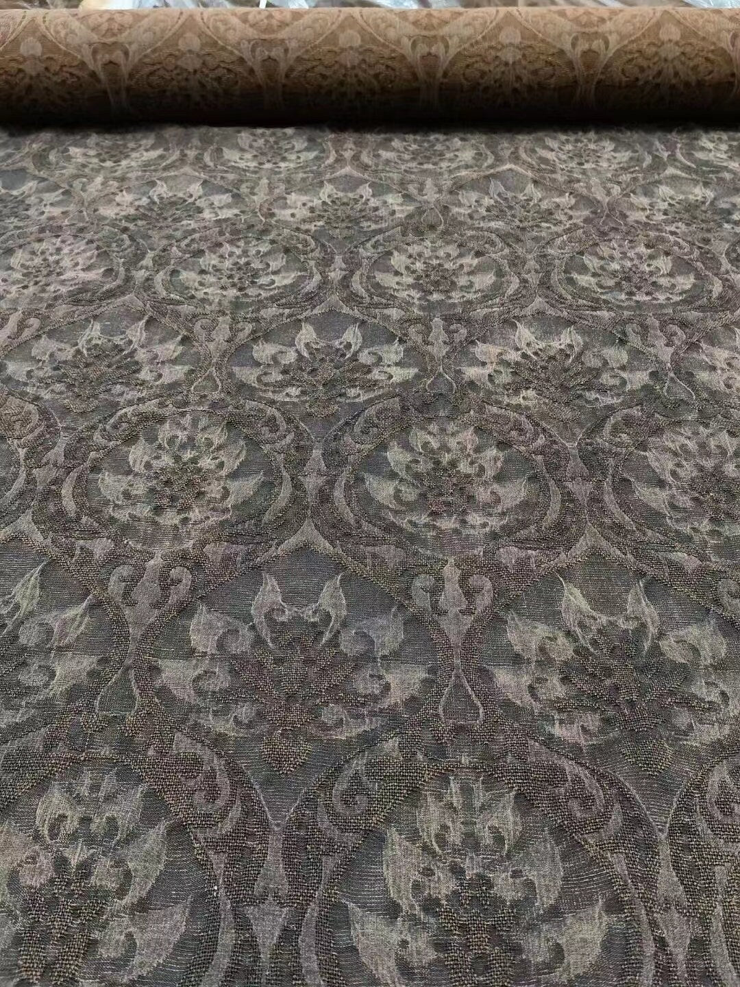 FOSLIANH - 75 Momme Jacquard Mud Silk Gambiered Ganton Tussah Silk Fabric - 110cm wide by the Yard