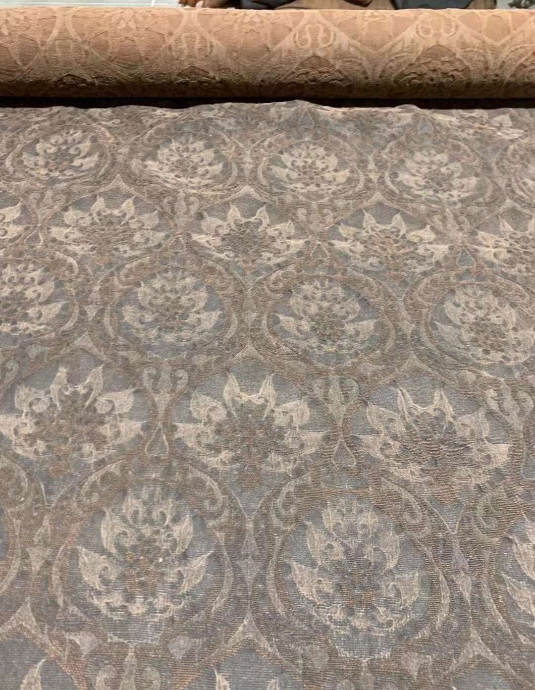FOSLIANH - 75 Momme Jacquard Mud Silk Gambiered Ganton Tussah Silk Fabric - 110cm wide by the Yard