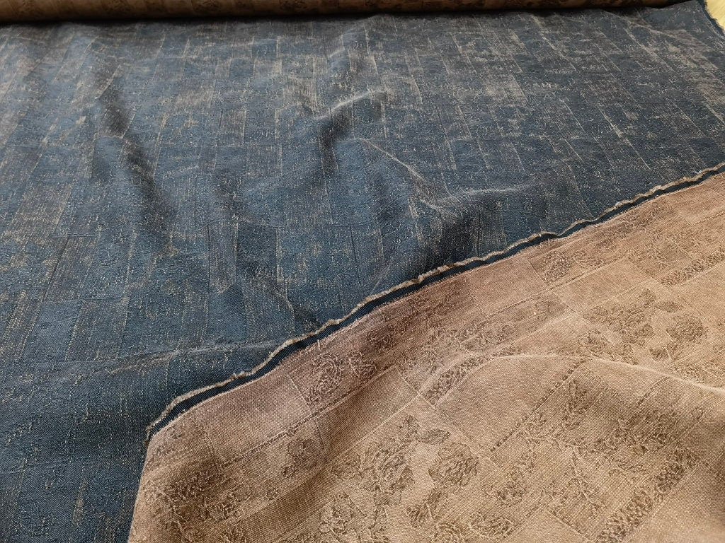 ZGMEIHI - 70 Momme Jacquard Mud Silk Gambiered Ganton Tussah Silk Fabric - 110cm wide by the Yard