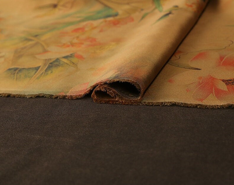 FGHH - Handmade 60 Momme PIZI Mud Silk Satin Fabric - 112cm by the Yard