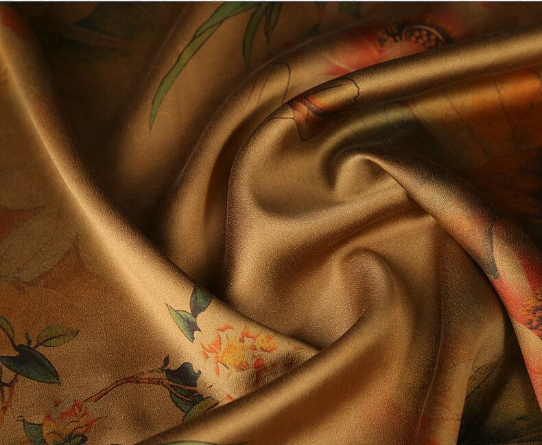 FGHH - Handmade 60 Momme PIZI Mud Silk Satin Fabric - 112cm by the Yard