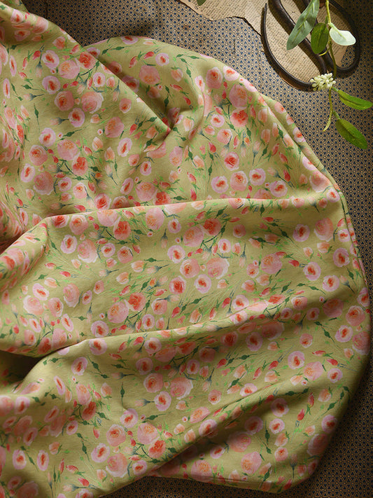 RYXIAFEI - Hight 60 Count Rayon Satin Faux Silk Chinese Style Floral Cheongsam Dress Fabric - 145cm wide by the Yard