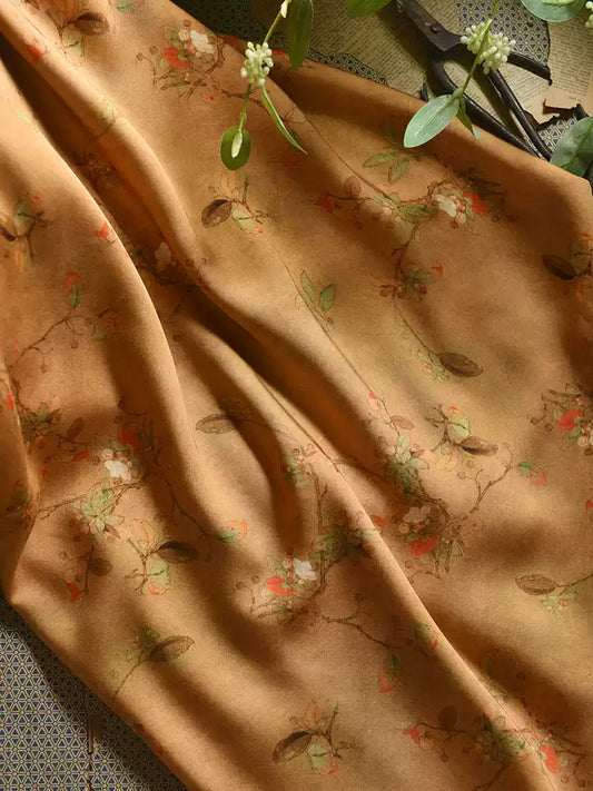 RYMUXIXI - Hight 60 Count Rayon Satin Faux Silk Chinese Style Floral Cheongsam Dress Fabric - 145cm wide by the Yard