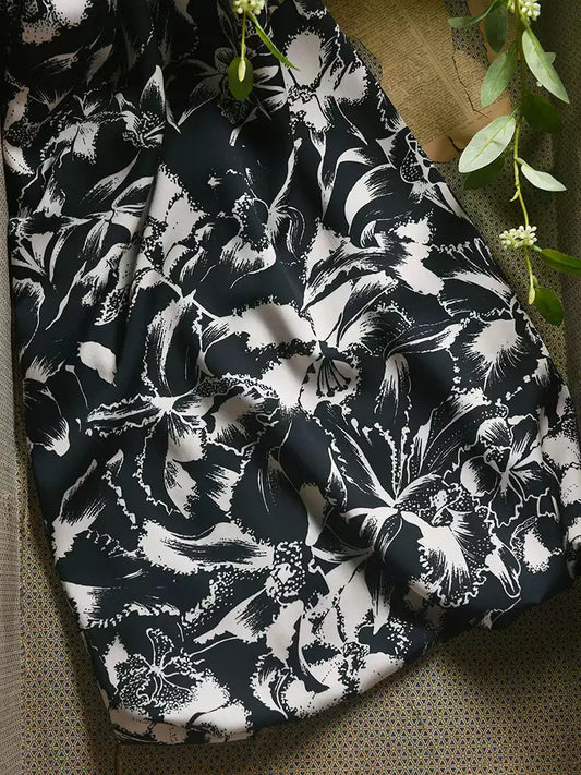 RYMANTUO - Hight 60 Count Rayon Satin Faux Silk Chinese Style Floral Cheongsam Dress Fabric - 145cm wide by the Yard