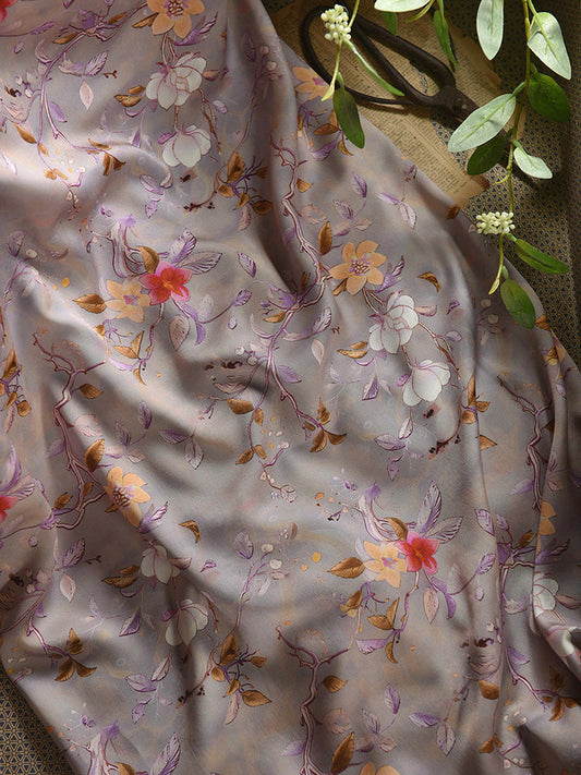 RYJIUHUA- Hight 60 Count Rayon Satin Faux Silk Chinese Style Floral Cheongsam Dress Fabric - 145cm wide by the Yard