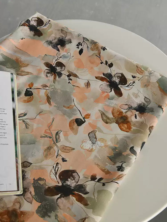 RYLINSEN- Hight 60 Count Rayon Satin Faux Silk Chinese Style Floral Cheongsam Dress Fabric - 145cm wide by the Yard