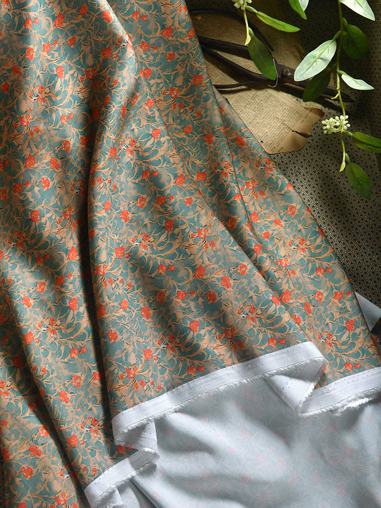 RYQIPHUI - Hight 60 Count Rayon Satin Faux Silk Chinese Style Floral Cheongsam Dress Fabric - 145cm wide by the Yard