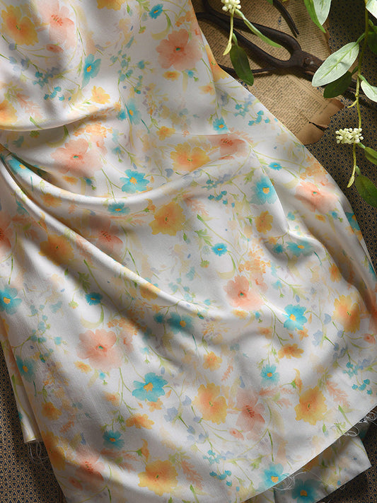 RYYUEZHA- Hight 60 Count Rayon Satin Faux Silk Chinese Style Floral Cheongsam Dress Fabric - 145cm wide by the Yard