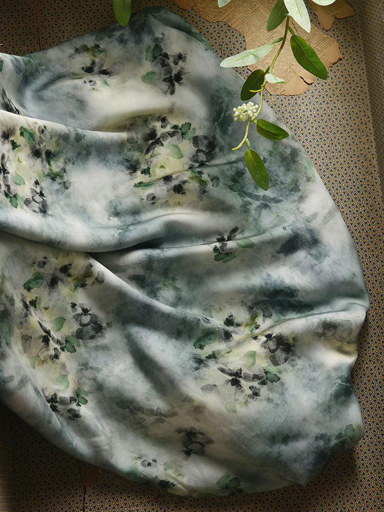 RYKONGYIN  - Hight 60 Count Rayon Satin Faux Silk Chinese Style Floral Cheongsam Dress Fabric - 145cm wide by the Yard