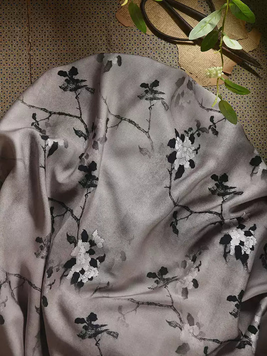 RYSUHUAI - Hight 60 Count Rayon Satin Faux Silk Chinese Style Floral Cheongsam Dress Fabric - 145cm wide by the Yard