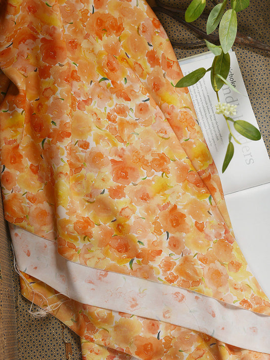 RYJIUXIA - Hight 60 Count Rayon Satin Faux Silk Chinese Style Floral Cheongsam Dress Fabric - 145cm wide by the Yard