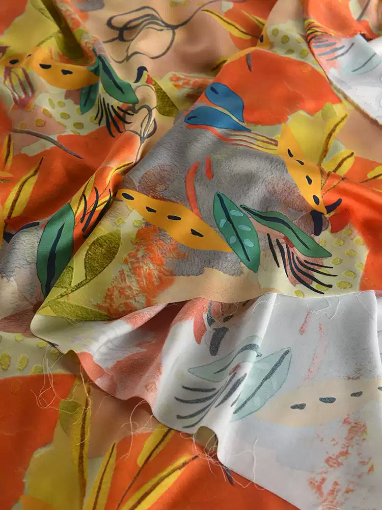 RYYINXIA  - Hight 60 Count Rayon Satin Faux Silk Chinese Style Floral Cheongsam Dress Fabric - 145cm wide by the Yard