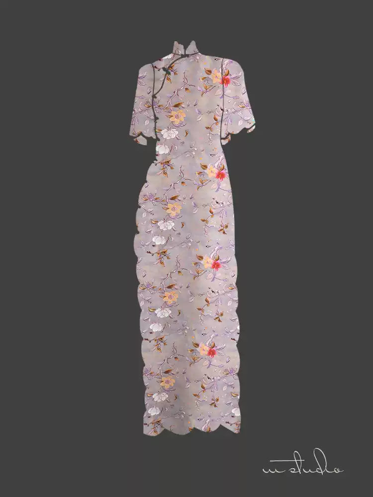 RYJIUHUA- Hight 60 Count Rayon Satin Faux Silk Chinese Style Floral Cheongsam Dress Fabric - 145cm wide by the Yard