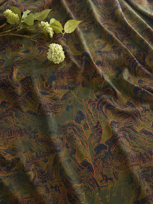 RYSANCON - Hight 60 Count Rayon Satin Faux Silk Chinese Style Floral Cheongsam Dress Fabric - 145cm wide by the Yard