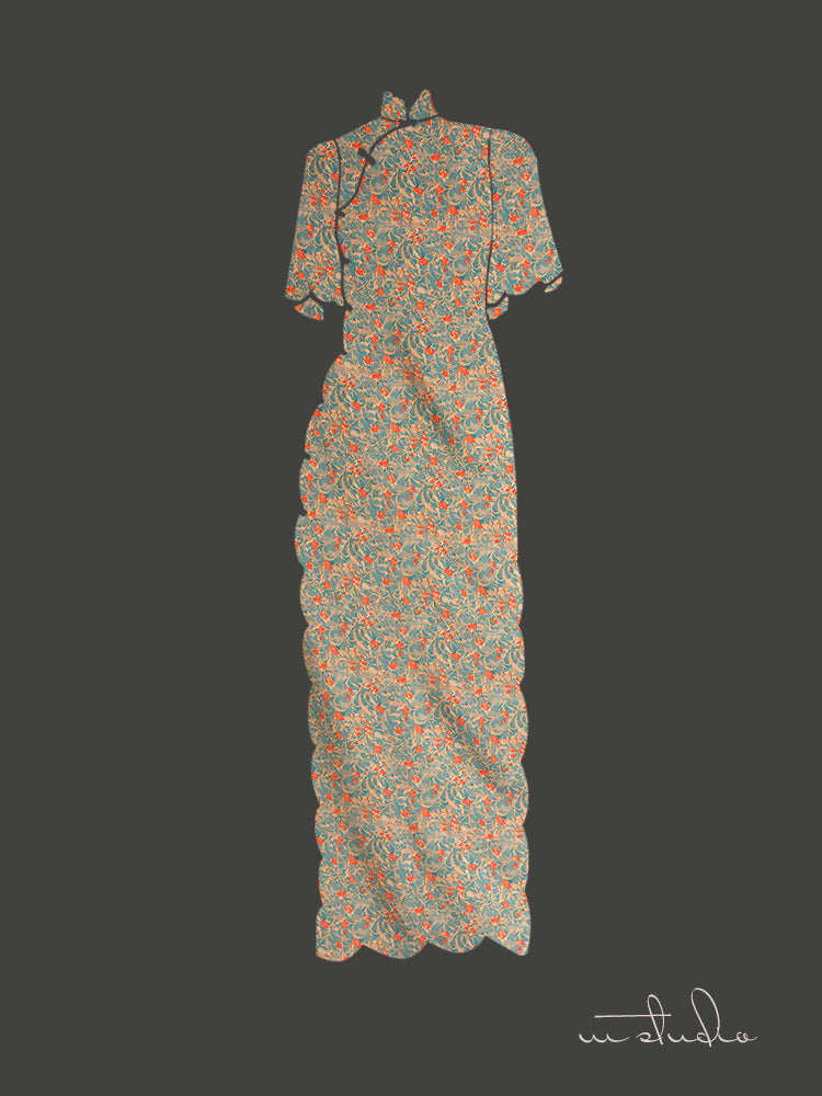 RYQIPHUI - Hight 60 Count Rayon Satin Faux Silk Chinese Style Floral Cheongsam Dress Fabric - 145cm wide by the Yard