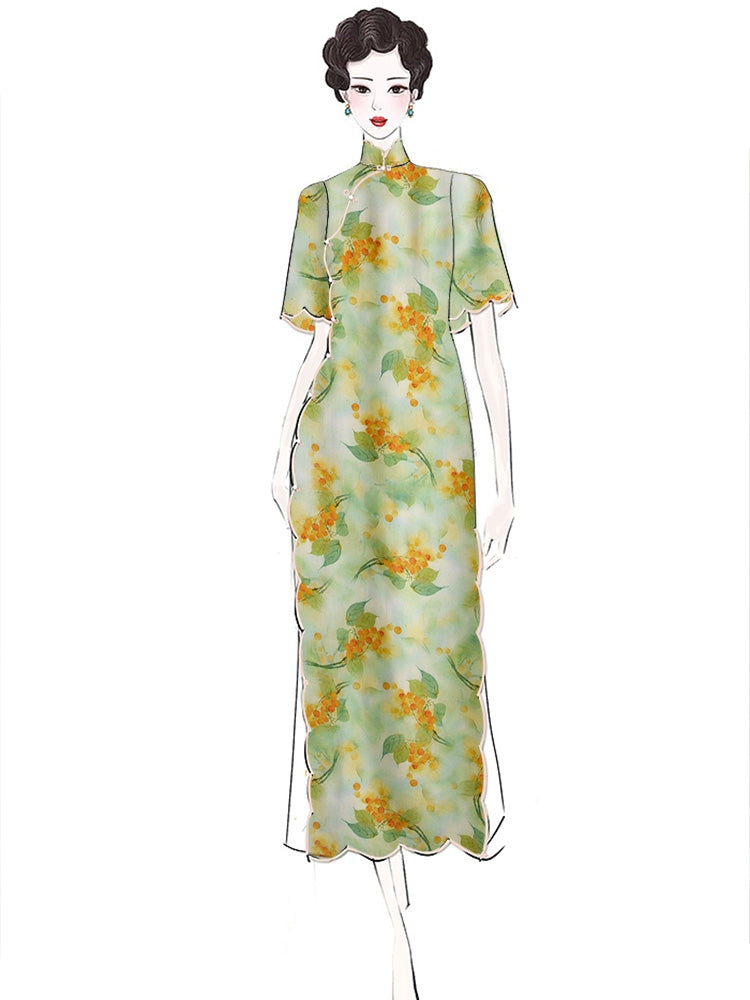 RYXIAMAN - Hight 60 Count Rayon Satin Faux Silk Chinese Style Floral Cheongsam Dress Fabric - 145cm wide by the Yard