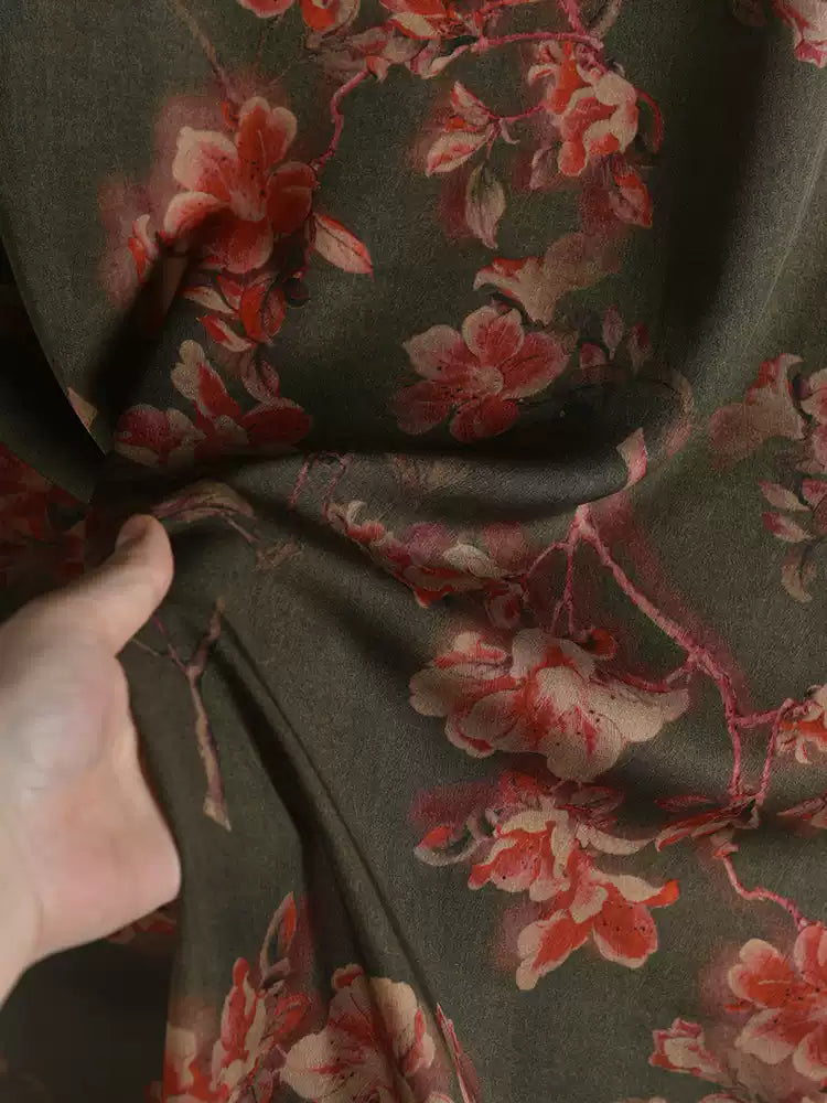 RYLINSEN- Hight 60 Count Rayon Satin Faux Silk Chinese Style Floral Cheongsam Dress Fabric - 145cm wide by the Yard