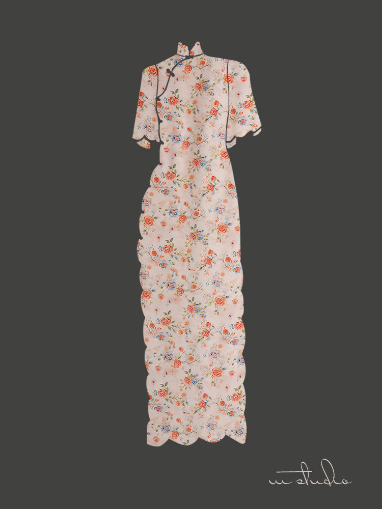 RYHUAJIO - Hight 60 Count Rayon Satin Faux Silk Chinese Style Floral Cheongsam Dress Fabric - 145cm wide by the Yard