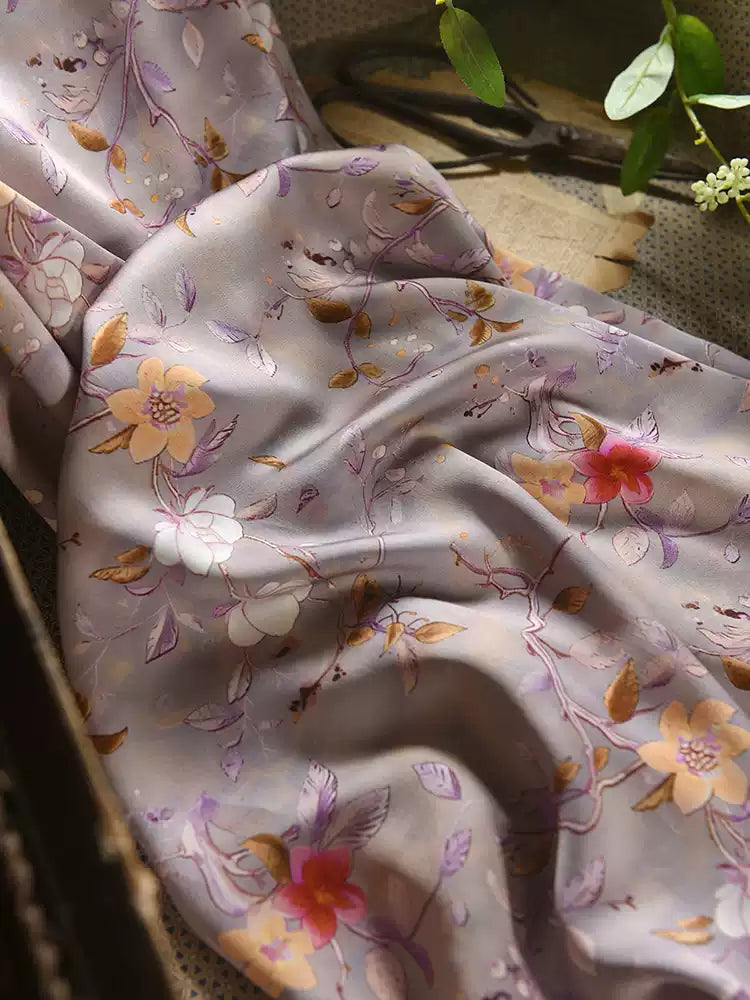 RYJIUHUA- Hight 60 Count Rayon Satin Faux Silk Chinese Style Floral Cheongsam Dress Fabric - 145cm wide by the Yard