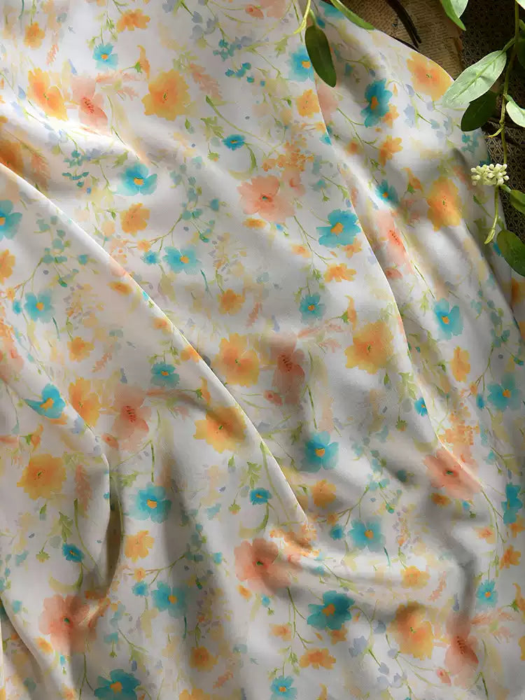 RYYUEZHA- Hight 60 Count Rayon Satin Faux Silk Chinese Style Floral Cheongsam Dress Fabric - 145cm wide by the Yard