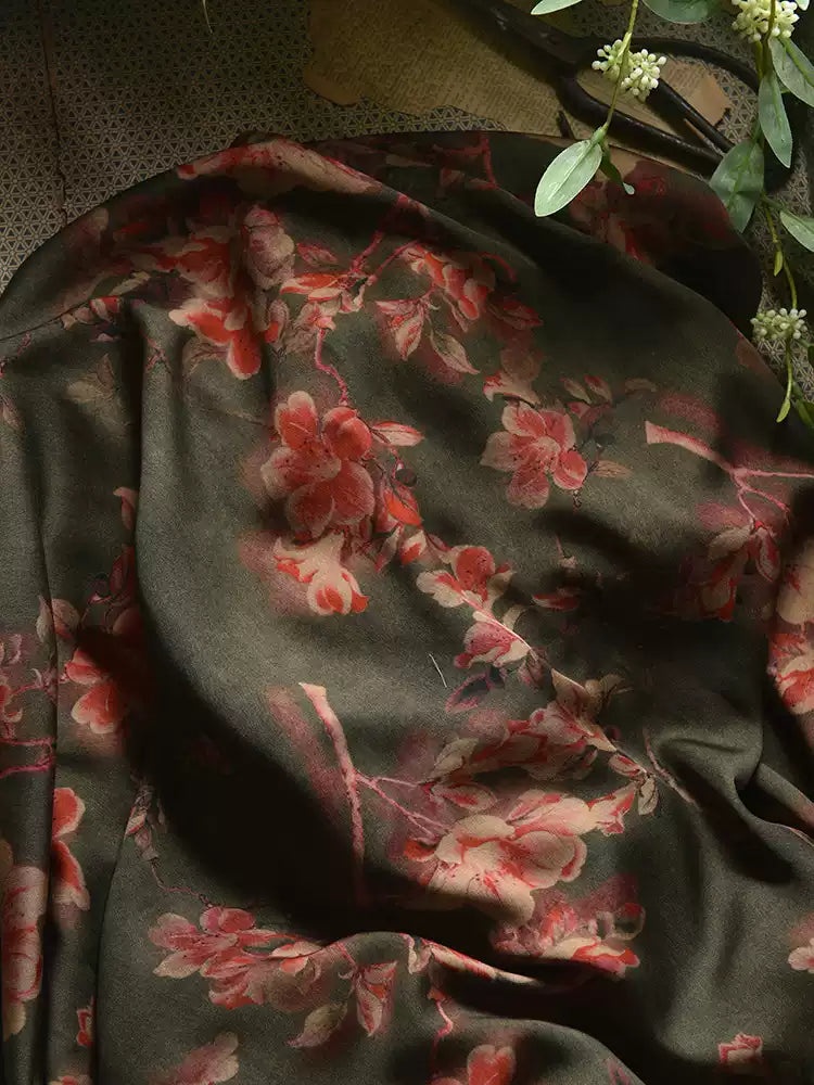 RYLINSEN- Hight 60 Count Rayon Satin Faux Silk Chinese Style Floral Cheongsam Dress Fabric - 145cm wide by the Yard
