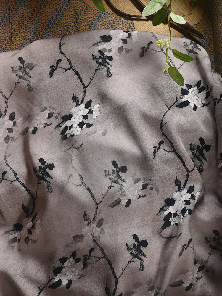 RYSUHUAI - Hight 60 Count Rayon Satin Faux Silk Chinese Style Floral Cheongsam Dress Fabric - 145cm wide by the Yard