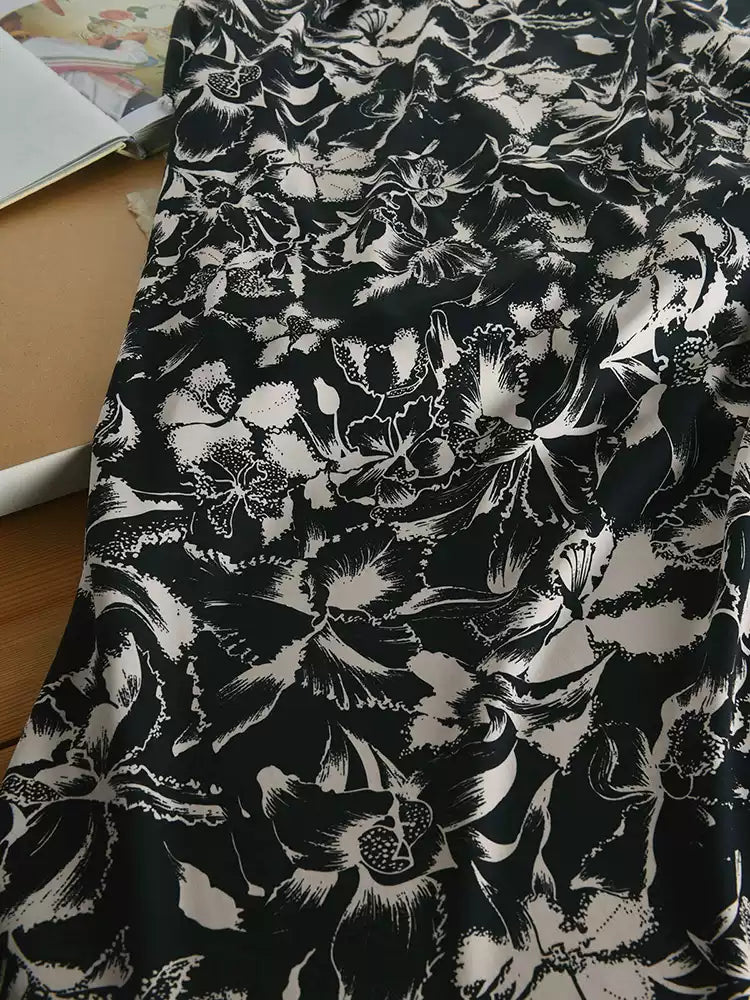 RYMANTUO - Hight 60 Count Rayon Satin Faux Silk Chinese Style Floral Cheongsam Dress Fabric - 145cm wide by the Yard