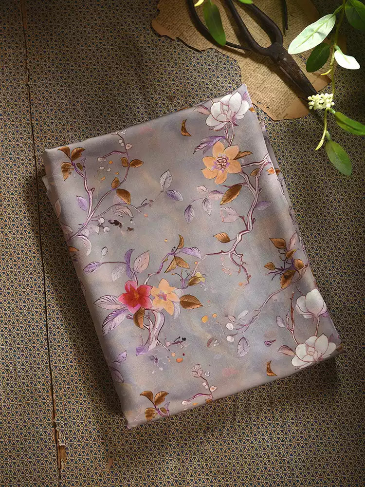 RYJIUHUA- Hight 60 Count Rayon Satin Faux Silk Chinese Style Floral Cheongsam Dress Fabric - 145cm wide by the Yard