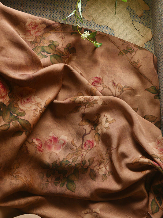RYHONGFO - Hight 60 Count Rayon Satin Faux Silk Chinese Style Floral Cheongsam Dress Fabric - 145cm wide by the Yard